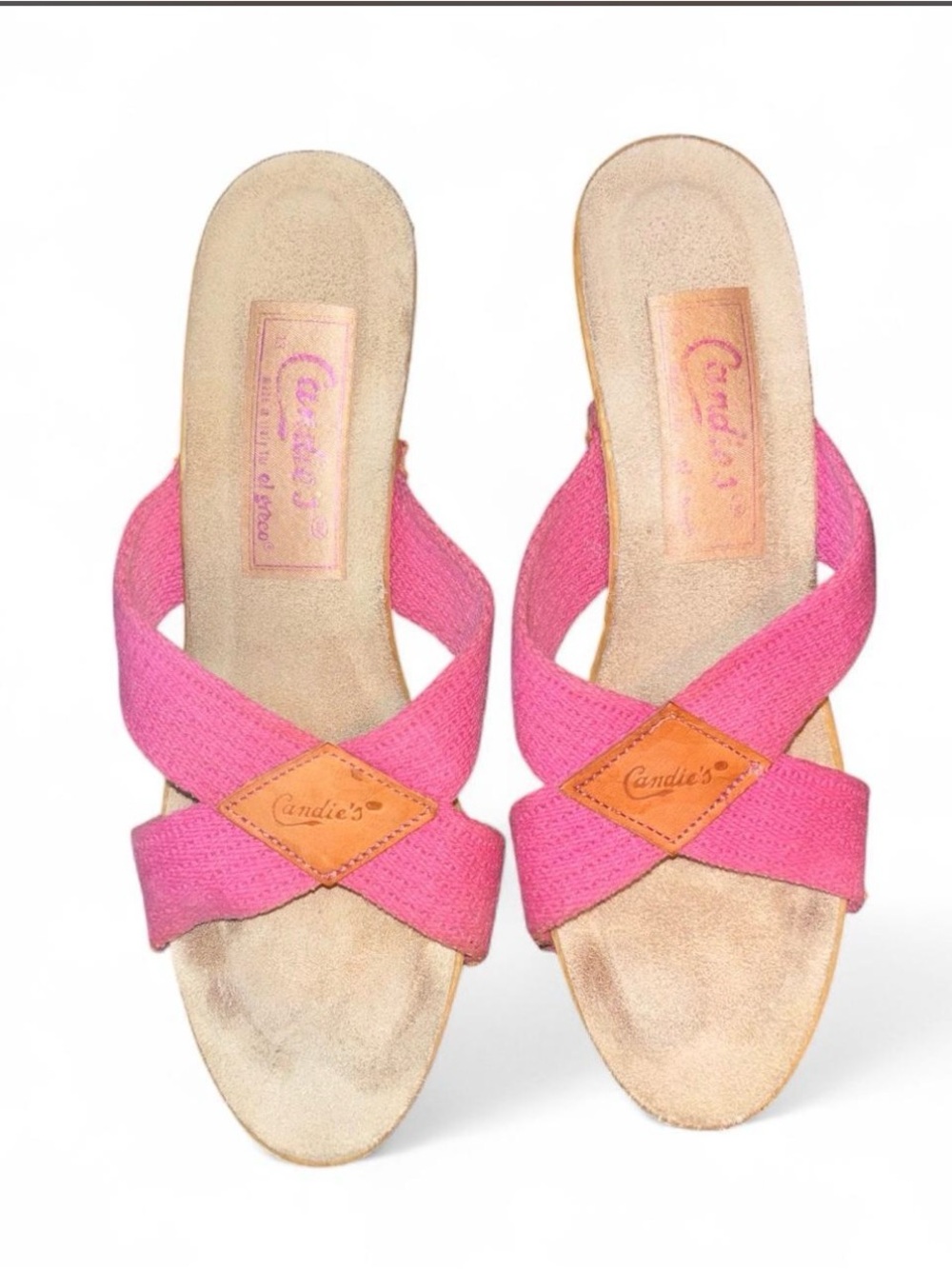 Vintage Candie’s Hot Pink Wedge Sandals Size 8